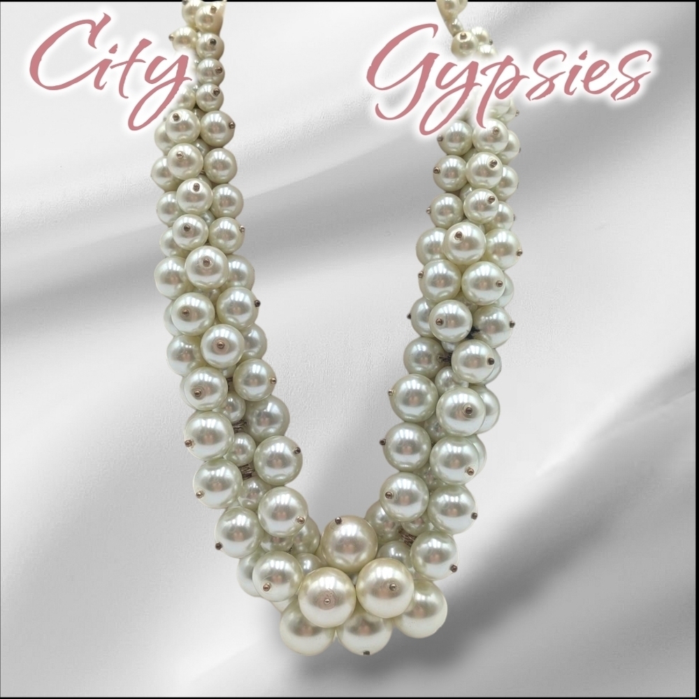 City Gypsies Faux Pearl Beaded Statement Necklace – New with Tags (NWT)